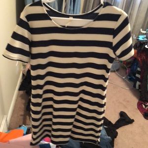 Navy and cream striped dress